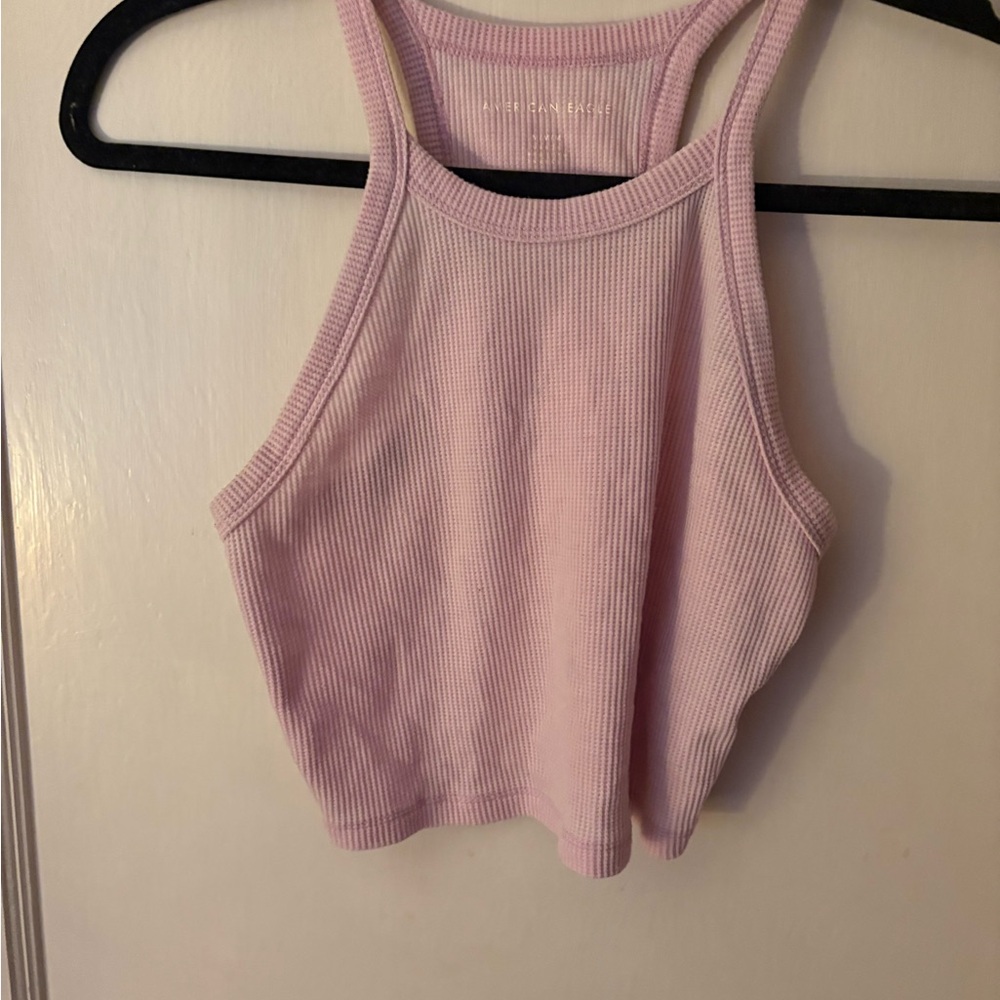American Eagle Outfitters Light Pink Ribbed Crop Top